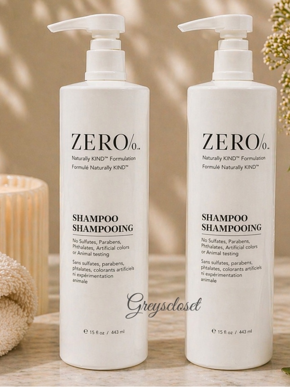 (2 PACK) SHAMPOO ZERO% by NATURALLY KIND - 15 fl.oz